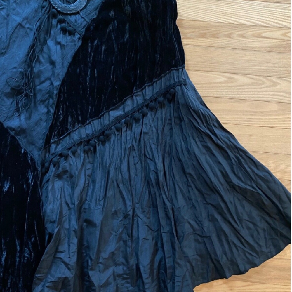 ~ SOLD ~ LINEA DOMANI 6 Boho Mixed Media Velvet Corduroy Maxi Skirt Steampunk - Picture 5 of 10